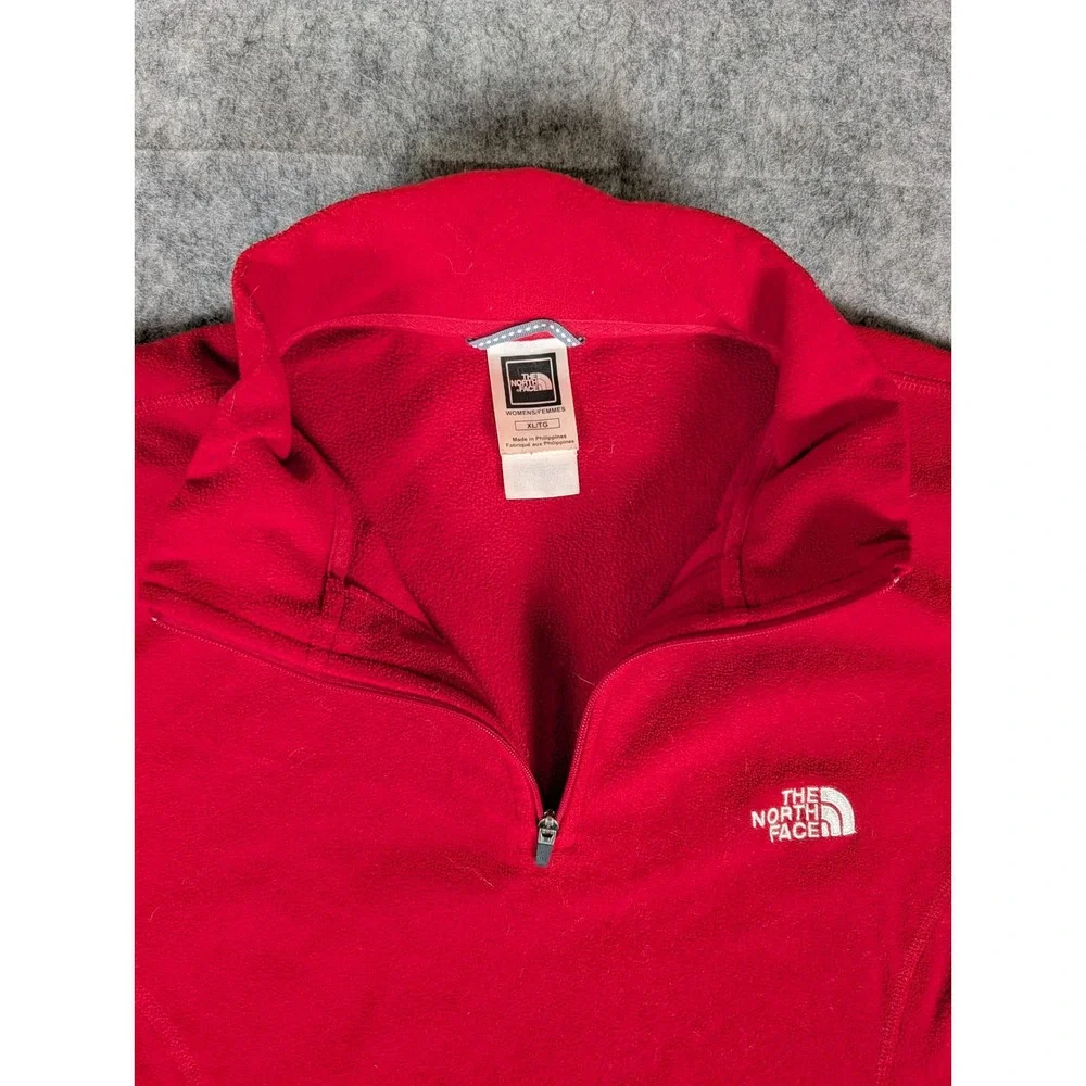 The North Face TKA 100 Fleece Quarter Zip Pullover Red Womens XL Jacket